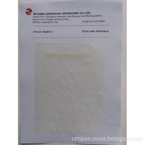 100% Polyester 400t Downbag Taffeta